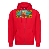 Red golden retriever license plate Zipper Hoodie - Artiststas