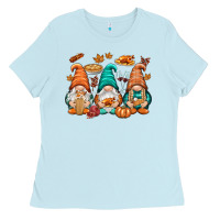 Baby Blue Thanksgiving gnomes Ladies Tee - NancyCooperArtShop