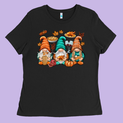 Thanksgiving Gnomes Ladies Tee Designed By Nancycooperartshop