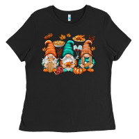 Black Thanksgiving gnomes Ladies Tee - NancyCooperArtShop