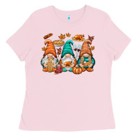 Bubblegum Pink Thanksgiving gnomes Ladies Tee - NancyCooperArtShop