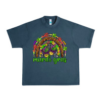 Midnight Navy Mardi Gras rainbow and masks Urban Heavy Tee - HowdyJamesFarm