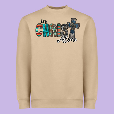 In Christ Alone Heavyweight Sweatshirt Designed By Racoondesign