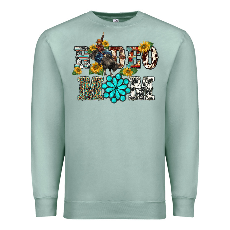Western Rodeo Bullfighter Mom Turquoise Gemstones  Sunflowers Premium Sweatshirt by BarkalooDesign | Teevron