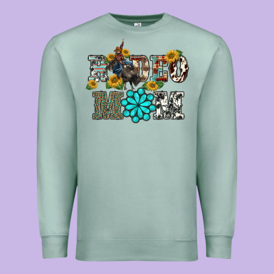 Western Rodeo Bullfighter Mom Turquoise Gemstones  Sunflowers Premium Sweatshirt Designed By Barkaloodesign