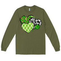 Army Green St. Patrick's Day cowhide hearts Long Sleeve Tee - OliviaCreatesArt