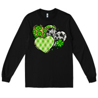 Black St. Patrick's Day cowhide hearts Long Sleeve Tee - OliviaCreatesArt