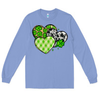 Colony Blue St. Patrick's Day cowhide hearts Long Sleeve Tee - OliviaCreatesArt