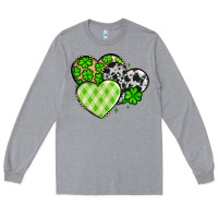 Heather Grey St. Patrick's Day cowhide hearts Long Sleeve Tee - OliviaCreatesArt
