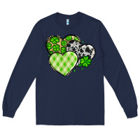Navy St. Patrick's Day cowhide hearts Long Sleeve Tee - OliviaCreatesArt