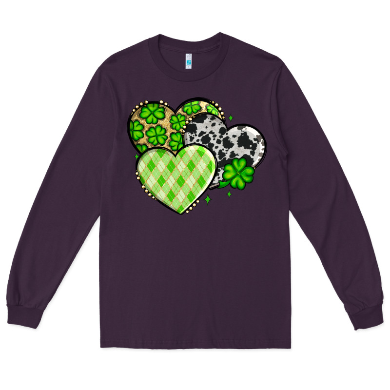 St. Patrick's Day Cowhide Hearts Long Sleeve Tee by OliviaCreatesArt | Teevron