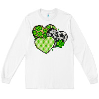 White St. Patrick's Day cowhide hearts Long Sleeve Tee - OliviaCreatesArt