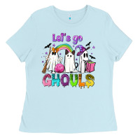 Baby Blue Let's go ghouls Ladies Tee - NancyCooperArtShop