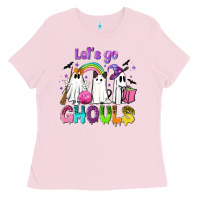 Bubblegum Pink Let's go ghouls Ladies Tee - NancyCooperArtShop