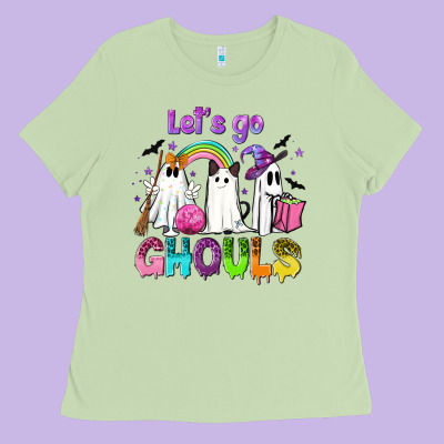 Let's Go Ghouls Ladies Tee Designed By Nancycooperartshop