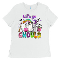 White Let's go ghouls Ladies Tee - NancyCooperArtShop