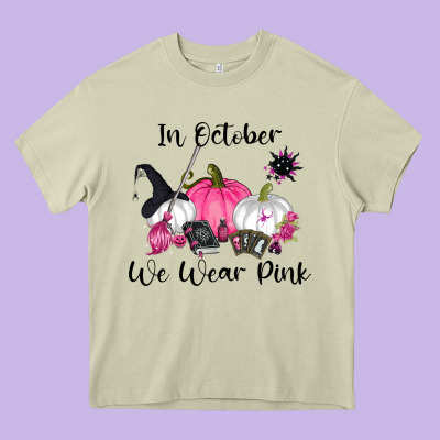 In October We Wear Pink Heavy Core Tee Designed By Ranaportraitstore
