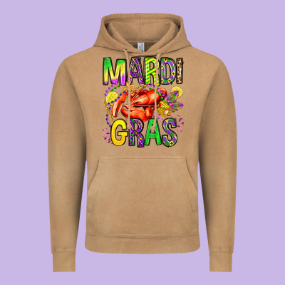 Mardi Gras Crawfish Olivia Vintage Hoodie Designed By Oliviacreatesart