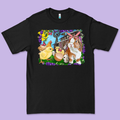 Easter Farm Chicks And Bunny Premium Tee Designed By Ranaportraitstore