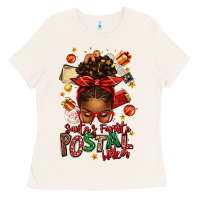 Santas Favorite Postal Worker Afro Messy Bun Ladies Tee | Teevron