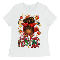 White santas favorite postal worker afro messy bun Ladies Tee - texasbilliewilder