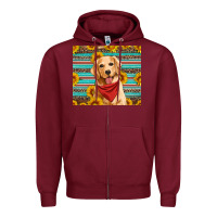 Burgundy golden retriever with sunflowers Zipper Hoodie - Artiststas