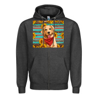 Charcoal Heather golden retriever with sunflowers Zipper Hoodie - Artiststas