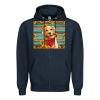 Navy golden retriever with sunflowers Zipper Hoodie - Artiststas