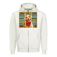 Oatmeal Heather golden retriever with sunflowers Zipper Hoodie - Artiststas