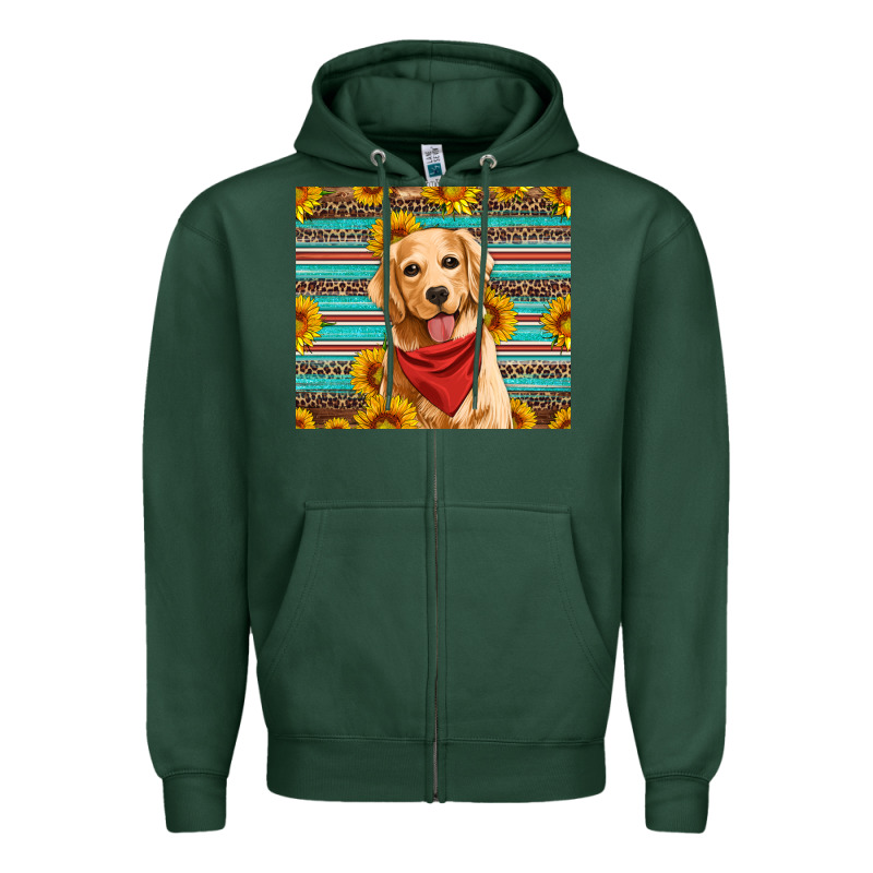 Golden Retriever With Sunflowers Zipper Hoodie by Artiststas | Teevron