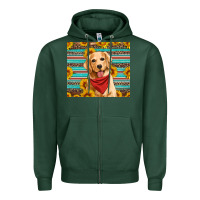 Sports Green golden retriever with sunflowers Zipper Hoodie - Artiststas