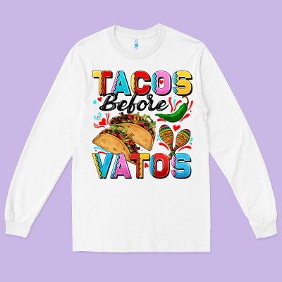 Tacos Before Vatos Valentine's Day Long Sleeve Tee Designed By Fadigitalartstudio