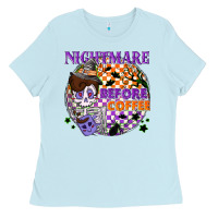 Baby Blue Nightmare before the coffee halloween Ladies Tee - NancyCooperArtShop