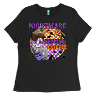 Black Nightmare before the coffee halloween Ladies Tee - NancyCooperArtShop