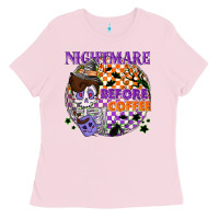 Bubblegum Pink Nightmare before the coffee halloween Ladies Tee - NancyCooperArtShop
