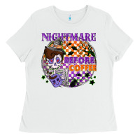 White Nightmare before the coffee halloween Ladies Tee - NancyCooperArtShop