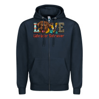 Navy love labrador retriever Zipper Hoodie - Artiststas