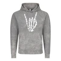 Cloud Rock Rock Hand Sign Skeleton Rock N Roll Halloween Faux Pocket Vintage Hoodie - longCreatives