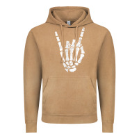 Vintage Camel Rock Hand Sign Skeleton Rock N Roll Halloween Faux Pocket Vintage Hoodie - longCreatives