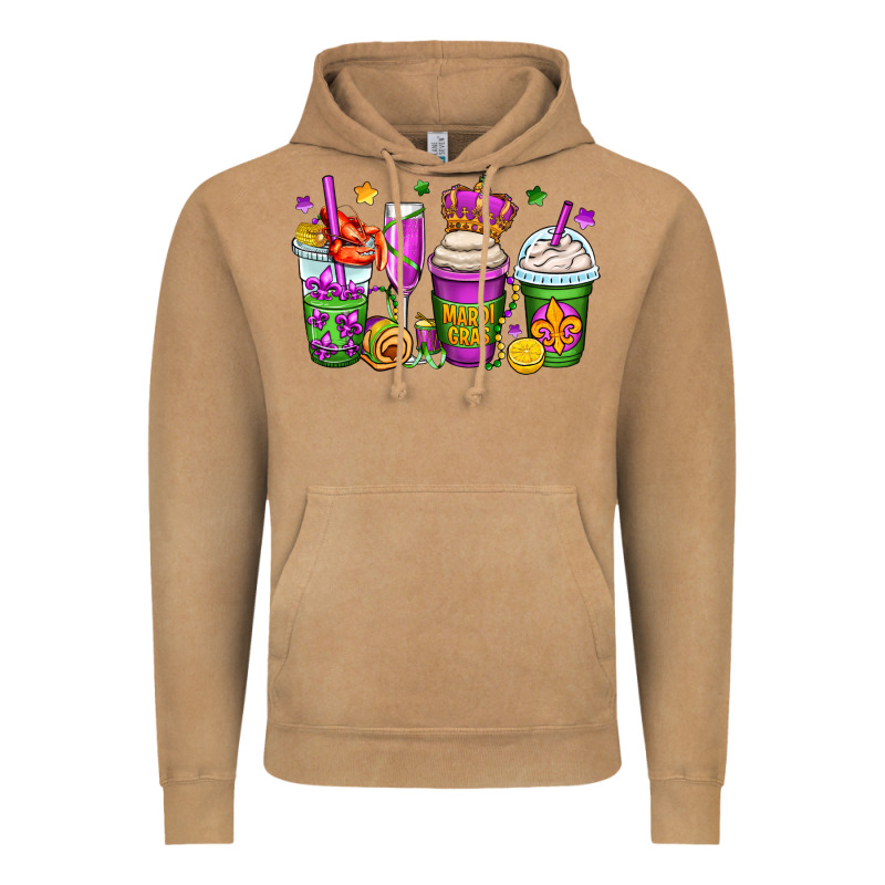 Mardi Gras Coffee Cups Vintage Hoodie by OliviaCreatesArt | Teevron