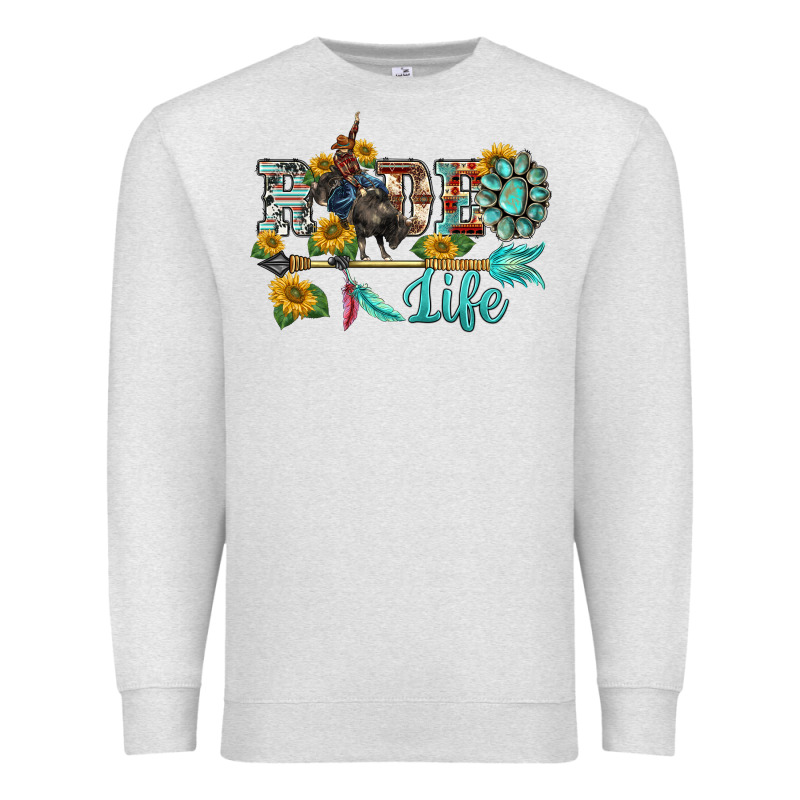Western Rodeo Bullfighter  Life Turquoise's Gemstones Arrow Sunflowers Premium Sweatshirt by BarkalooDesign | Teevron