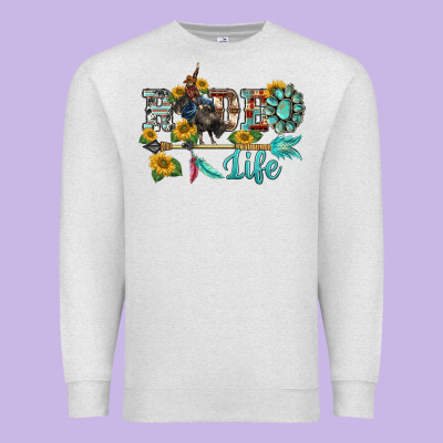 Western Rodeo Bullfighter  Life Turquoise's Gemstones Arrow Sunflowers Premium Sweatshirt Designed By Barkaloodesign