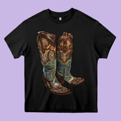 Cowgirl Boots Heavy Core Tee Designed By Ranaportraitstore