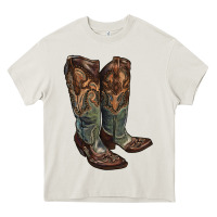 Cream cowgirl boots Heavy Core Tee - RanaPortraitStore