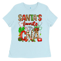 Baby Blue santa's favorite cna Ladies Tee - texasbilliewilder