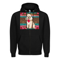 Black standart poodle floral Zipper Hoodie - Artiststas