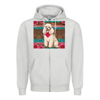 Dove Grey standart poodle floral Zipper Hoodie - Artiststas