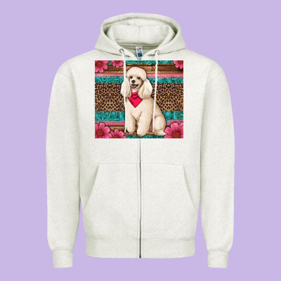 Standart Poodle Floral Zipper Hoodie Designed By Artiststas