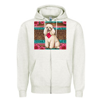 Oatmeal Heather standart poodle floral Zipper Hoodie - Artiststas