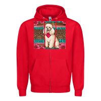 Red standart poodle floral Zipper Hoodie - Artiststas